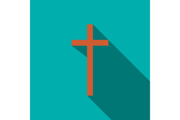 Christian Cross Icon in Flat Style